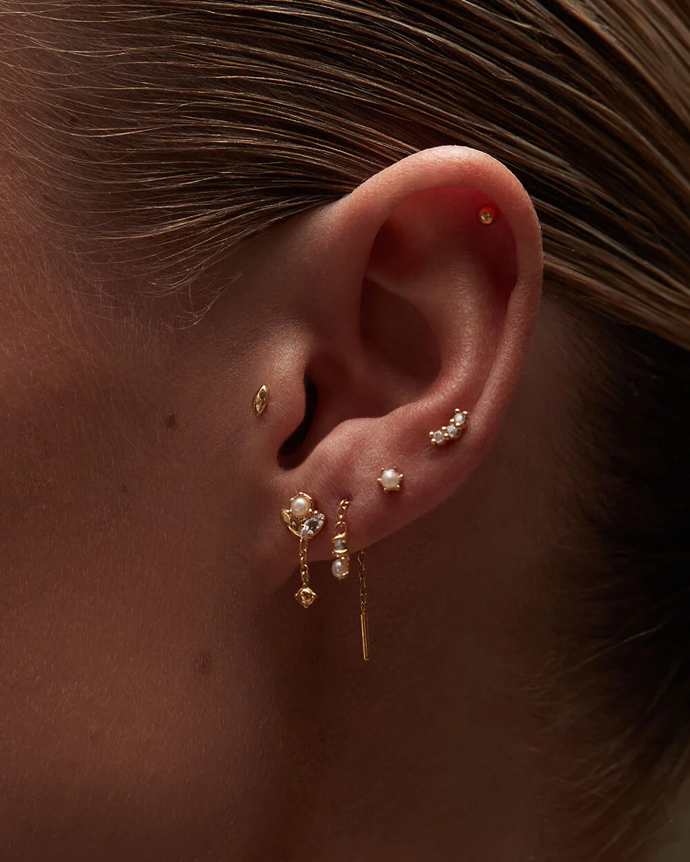 Kirstin Ash - Slice Cluster Chain Stud Earrings in Gold