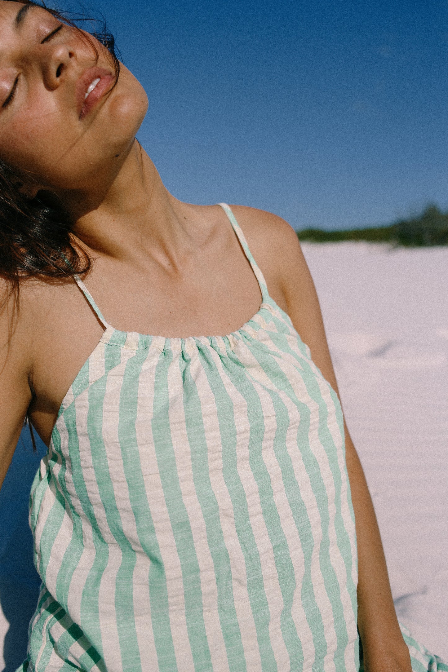 Bare Road - Ivy Singlet in Seafoam Cotton Stripe