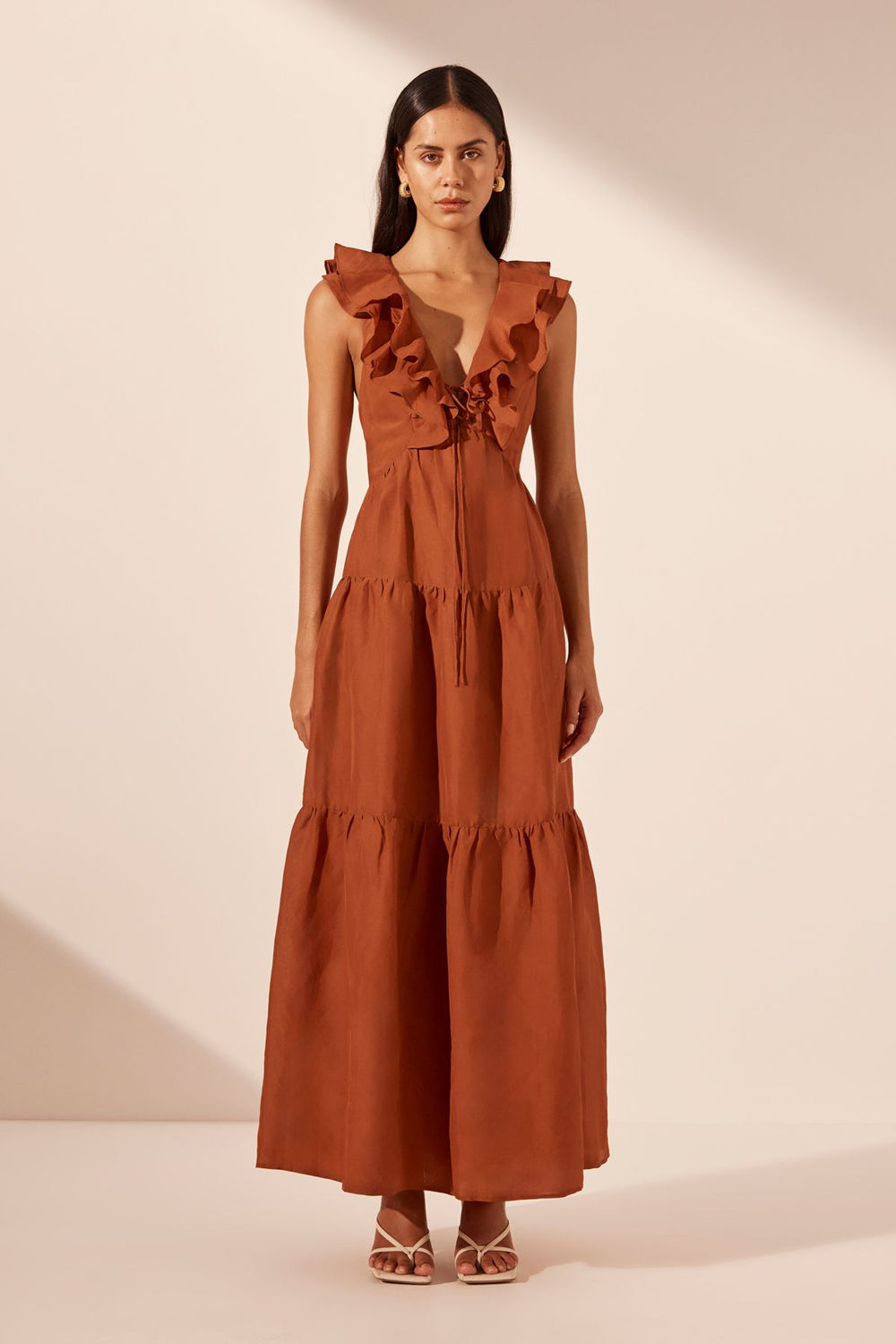 Shona Joy - Celeste Layered Maxi Dress in Rust