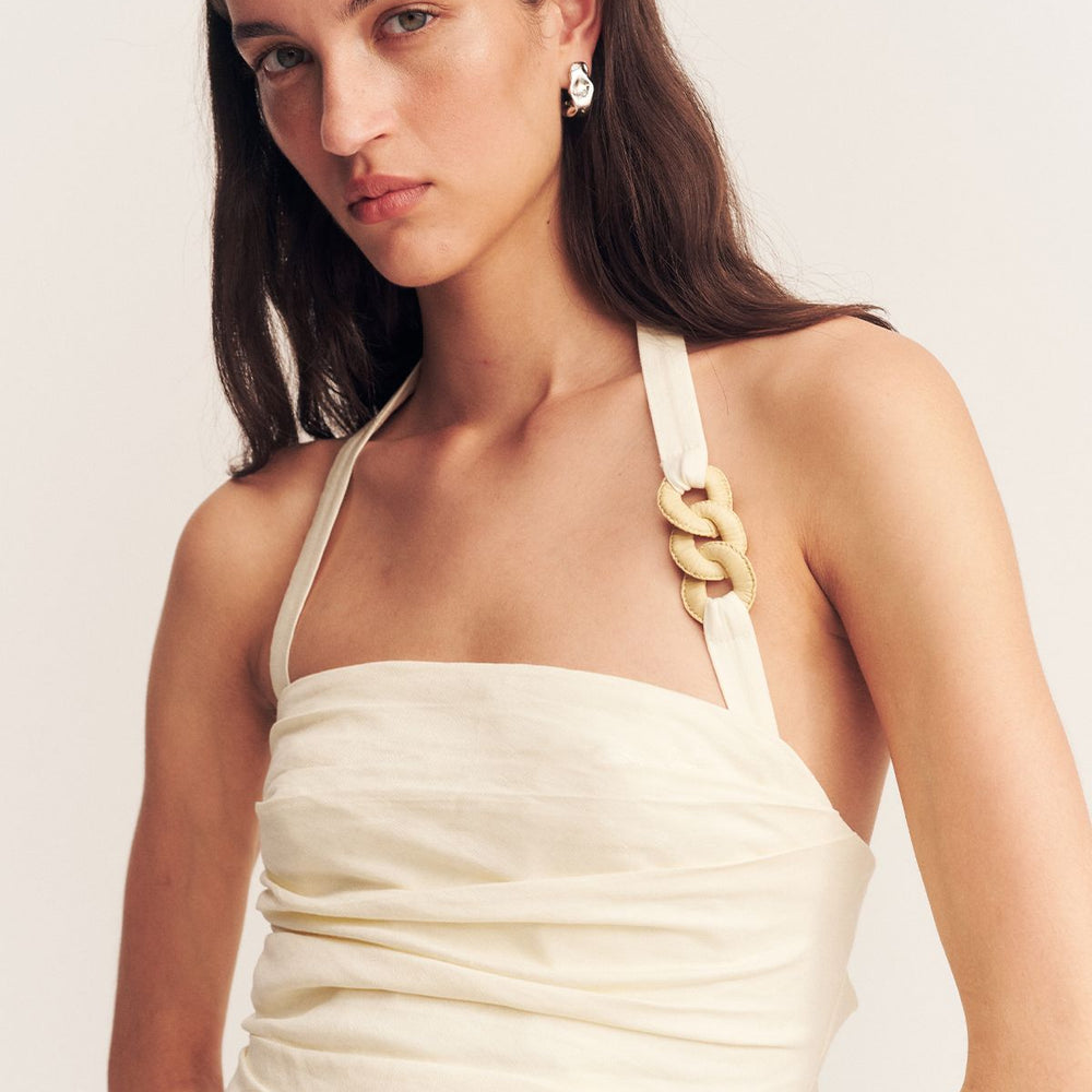 
                      
                        Shona Joy - Hadley Draped Halter Top in Chalk
                      
                    