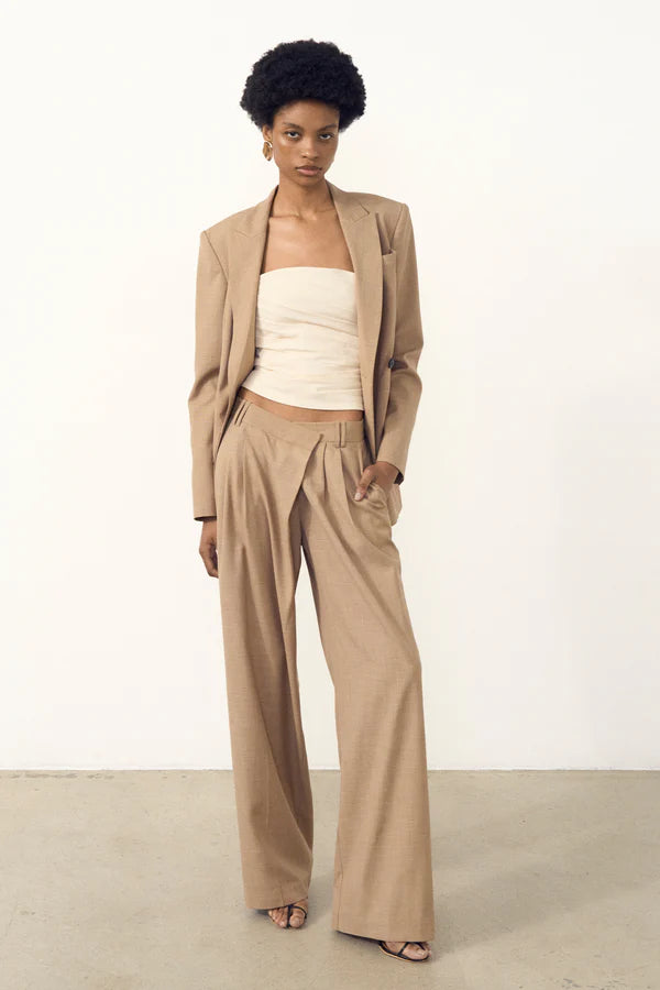 
                      
                        Shona Joy - Asher Asymmetrical Pleat Front Pant in Latte
                      
                    