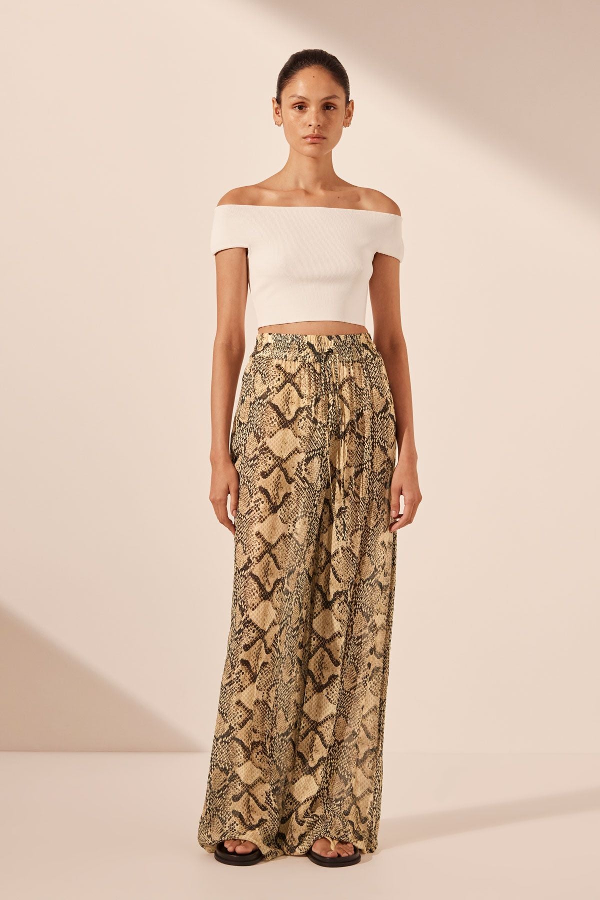 Shona Joy - Hadiya Relaxed Pant in Almond/ Multi