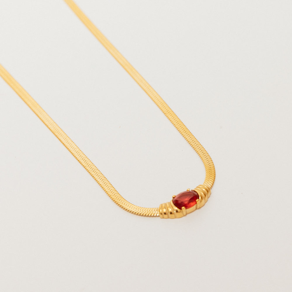 
                      
                        We Are Emte- Bella Necklace in Ruby Stone
                      
                    