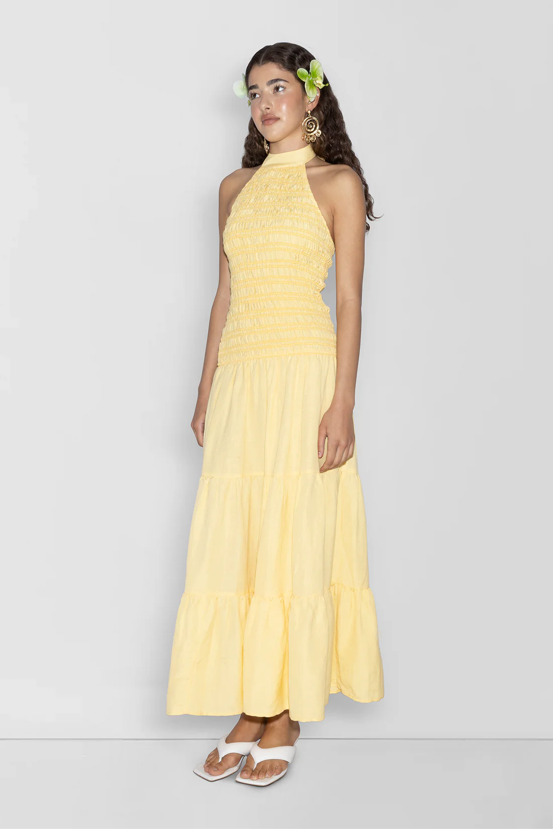 The Wolf Gang - Ostia Shirred Maxi in Butter