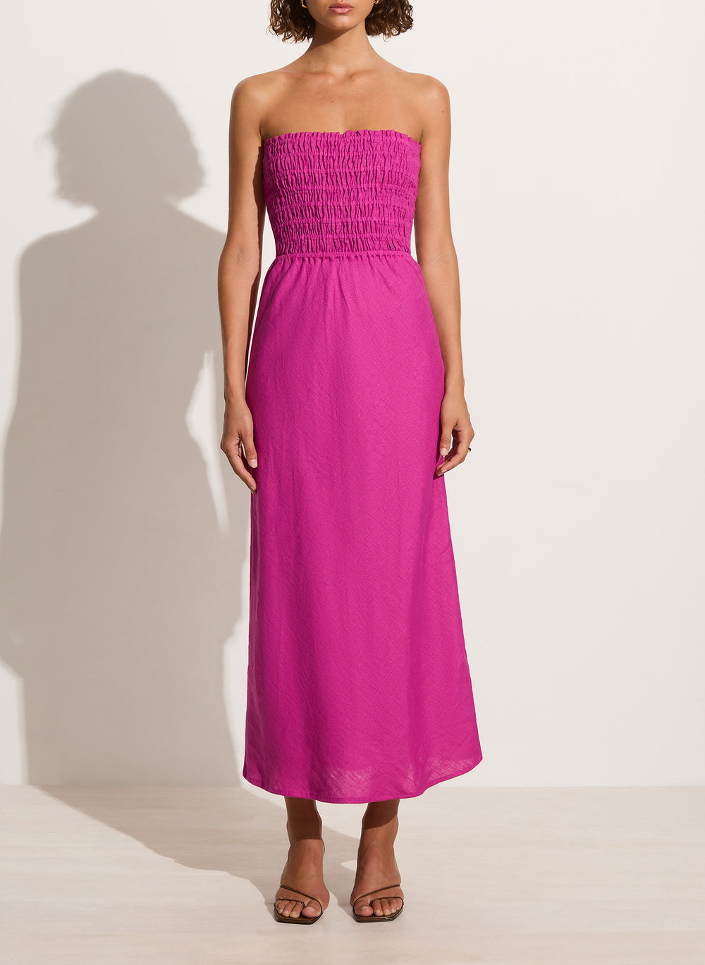 Faithfull The Brand - Do Dora Midi Dress in Magenta