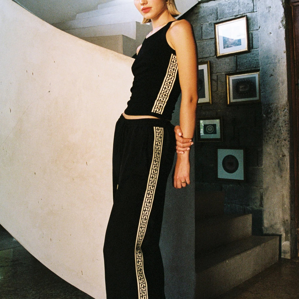 Something Very Special - Geo Vacay Pant in Black Lyocell