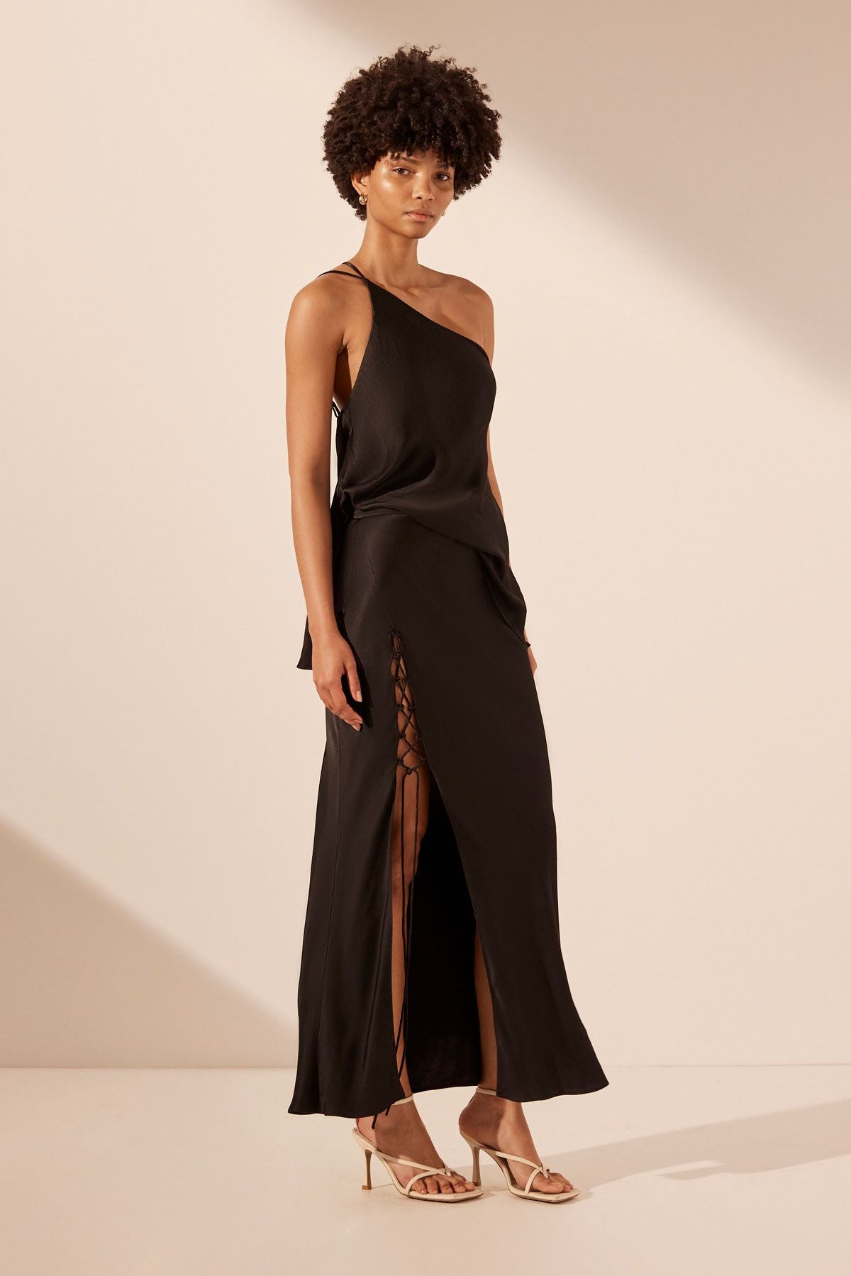 Shona Joy - Mia Lace Up Maxi Skirt in Black