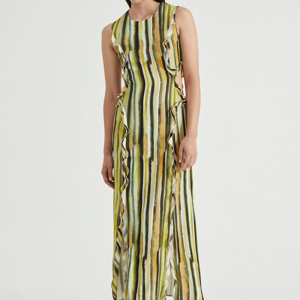 Third Form - Stroke Frill Maxi Tank Dress in Brush Stroke