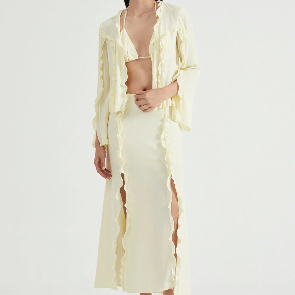 Third Form - Stroke Frill Maxi Skirt in Limoncello