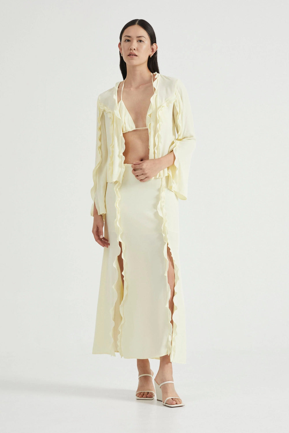 Third Form - Stroke Frill Maxi Skirt in Limoncello