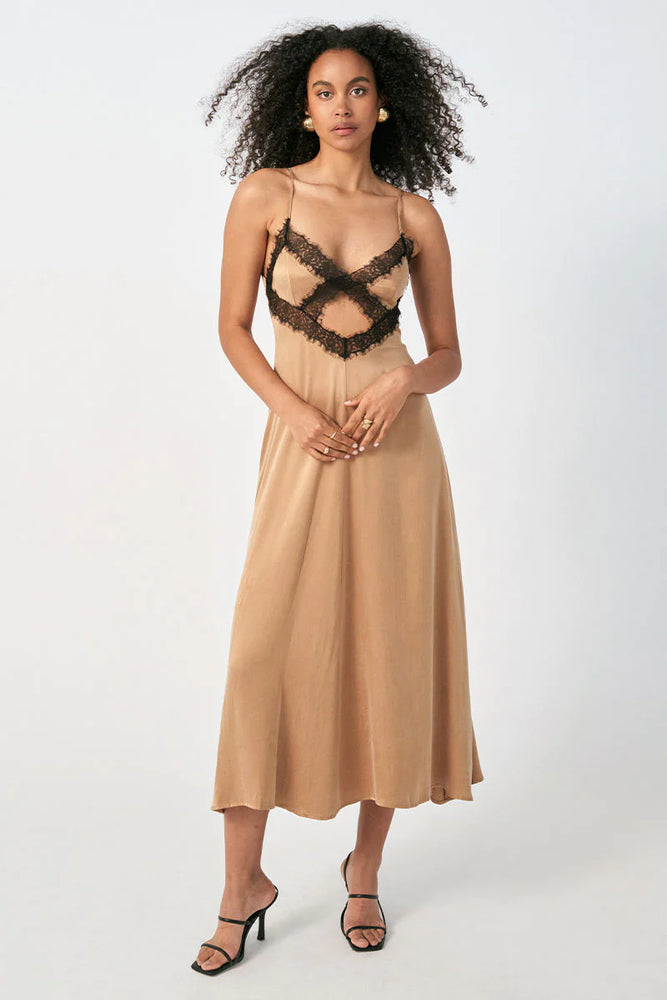 
                      
                        Sovere - Gemini Midi Dress in Brushed Gold
                      
                    