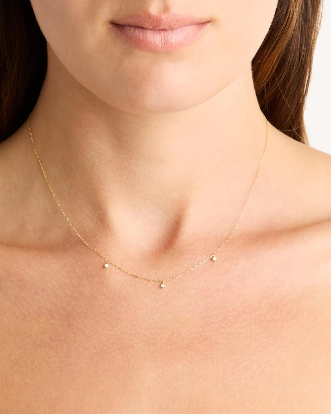 By Charlotte - 14k Gold Droplets Diamond Necklace