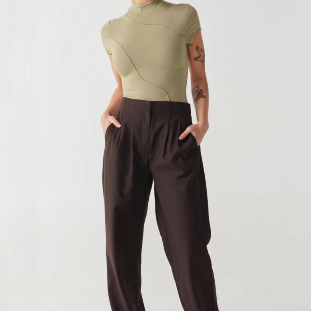 Raef The Label - Laney Panelled SS Top in Dark Olive