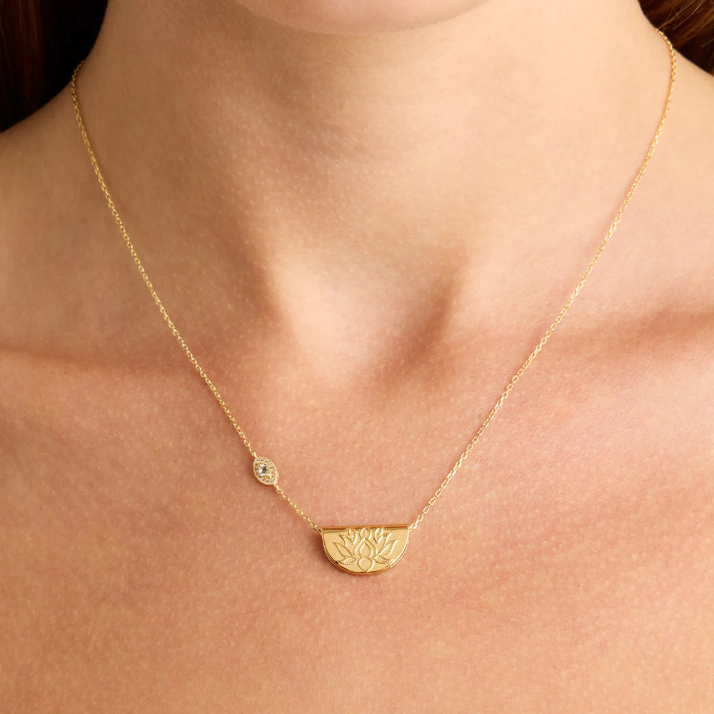 By Charlotte - Eye Of Peace Lotus Necklace in Gold