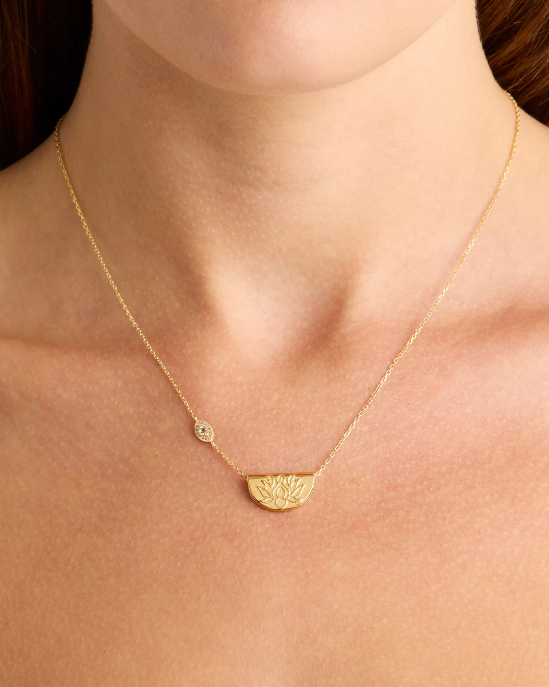 By Charlotte - Eye Of Peace Lotus Necklace in Gold