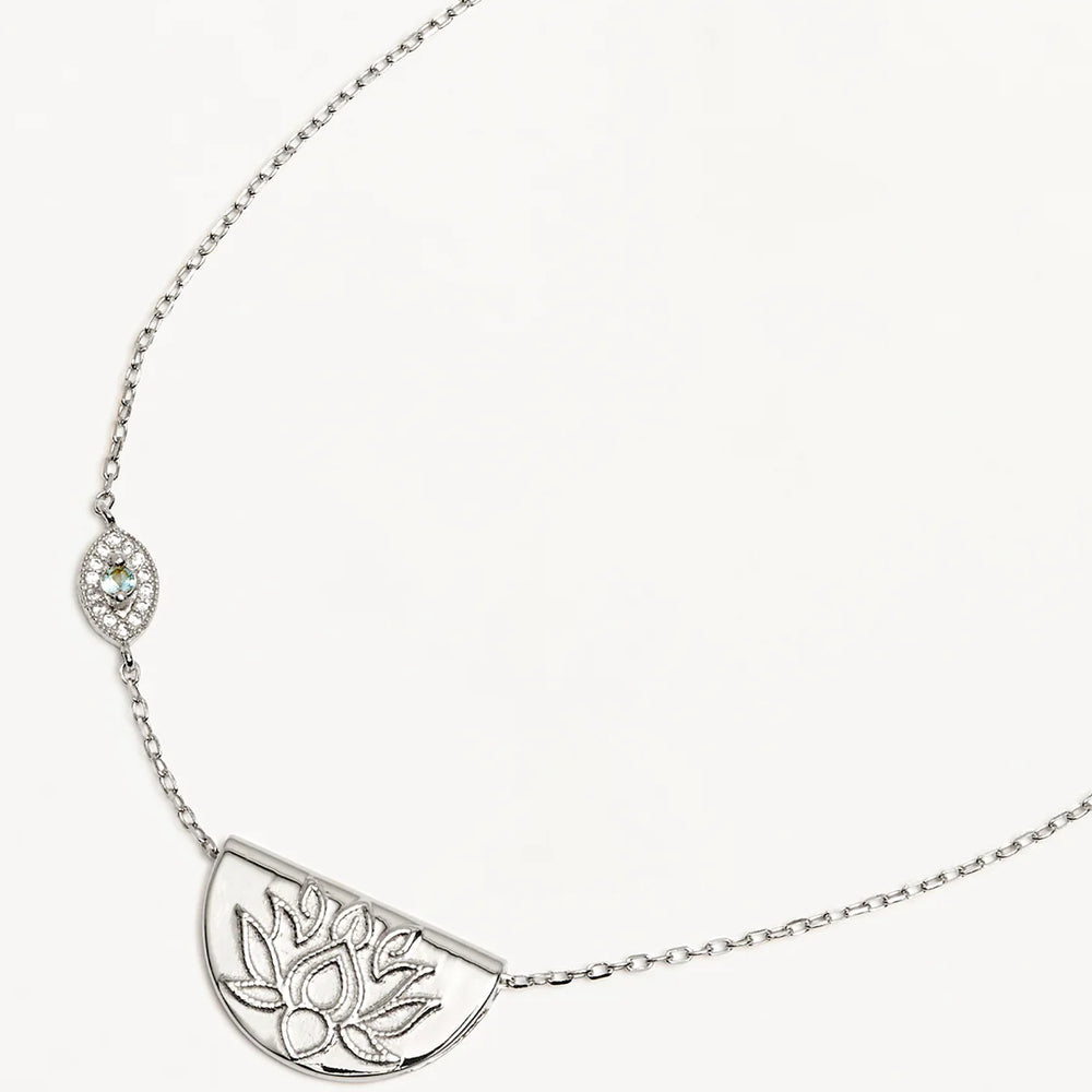 By Charlotte - Eye Of Peace Lotus Necklace in Silver