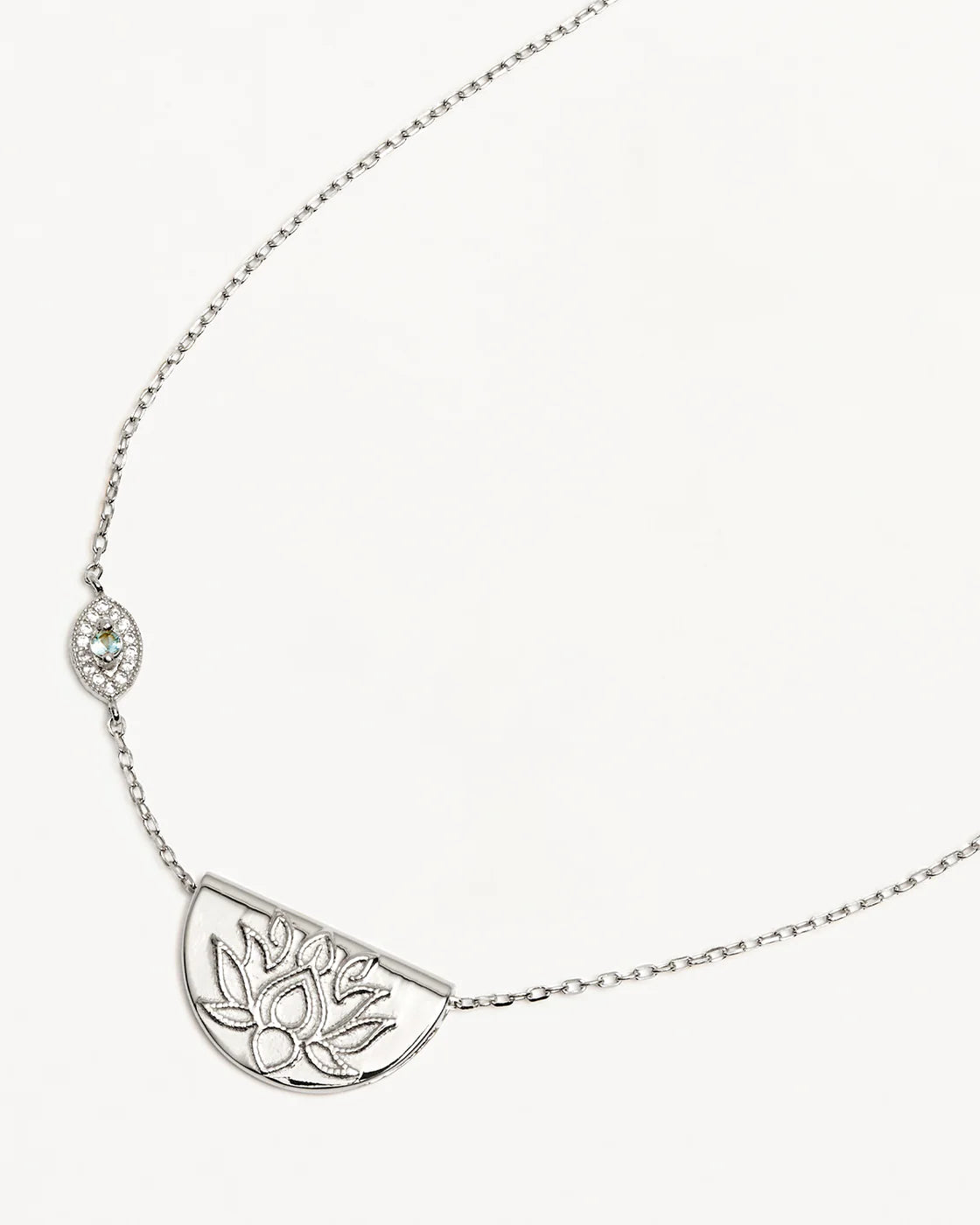 By Charlotte - Eye Of Peace Lotus Necklace in Silver