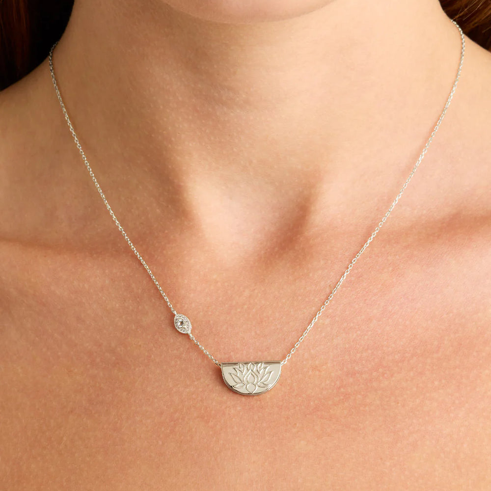 By Charlotte - Eye Of Peace Lotus Necklace in Silver