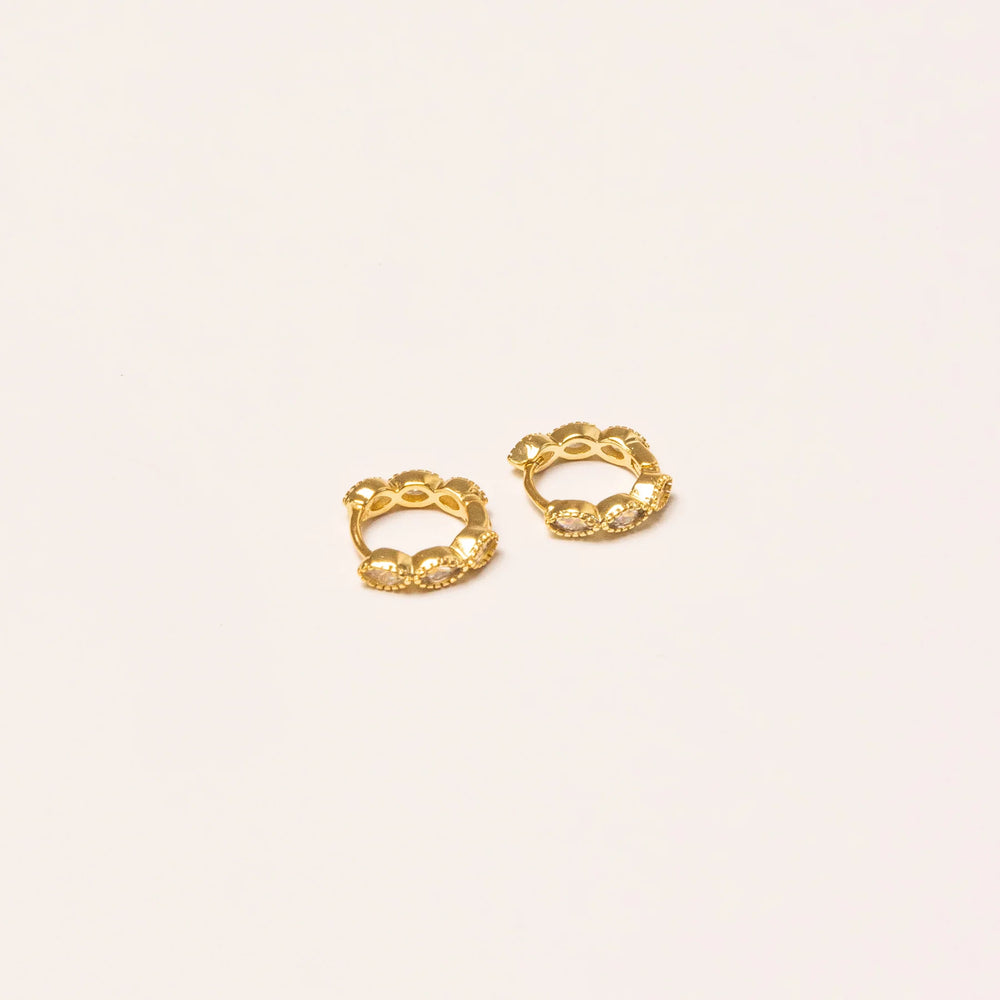 We Are Emte- Teardrop Crystal Hoops in Gold