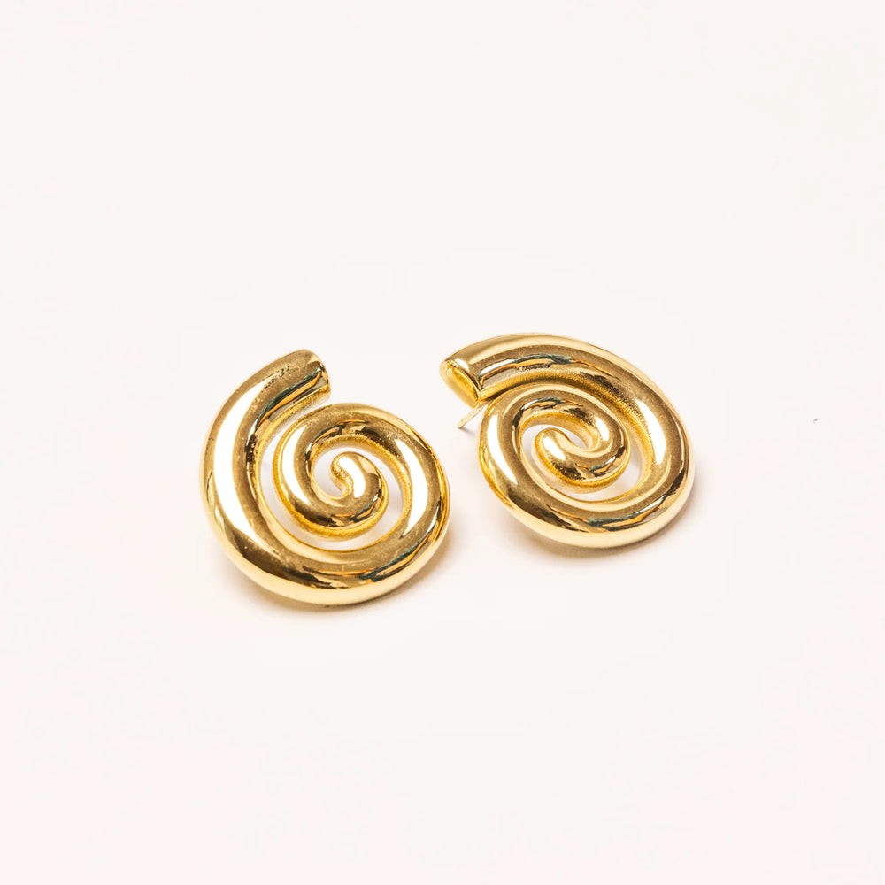 We Are Emte- Thick Spiral Earrings in Gold