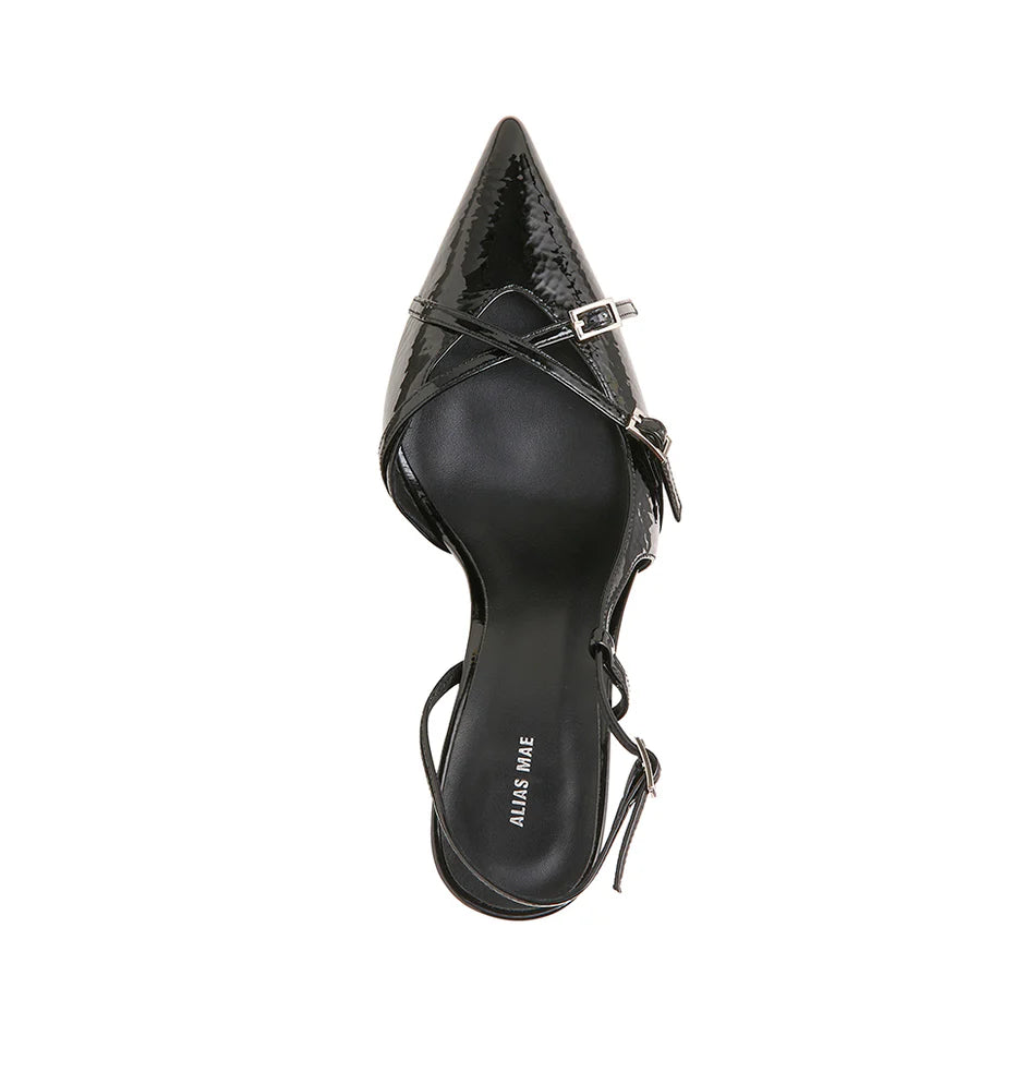 Alias Mae - Faith Heels in Black Crinkle Patent