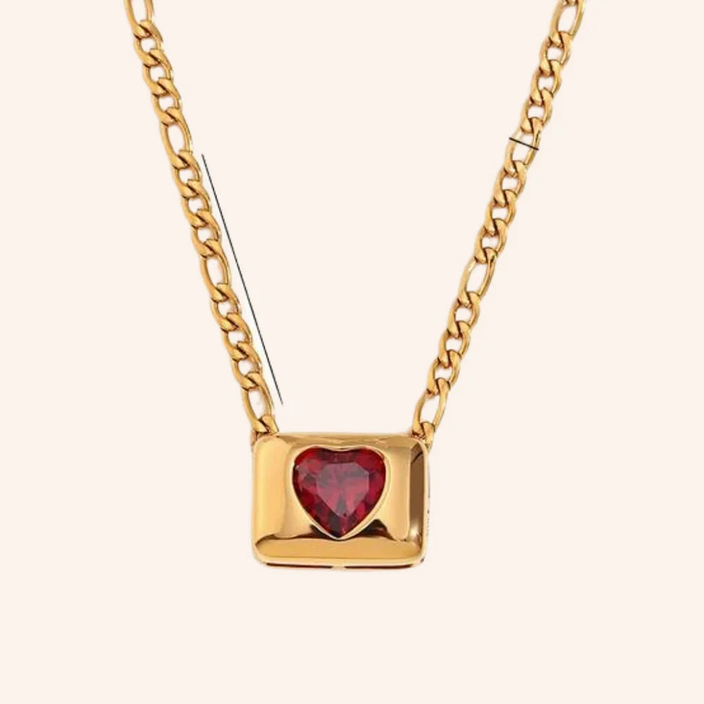 We Are Emte- Love Lock Necklace in Gold/ Ruby