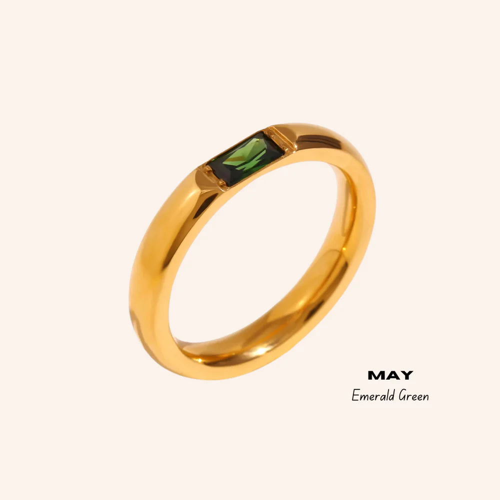 We Are Emte- Birthstone Ring May in Emerald