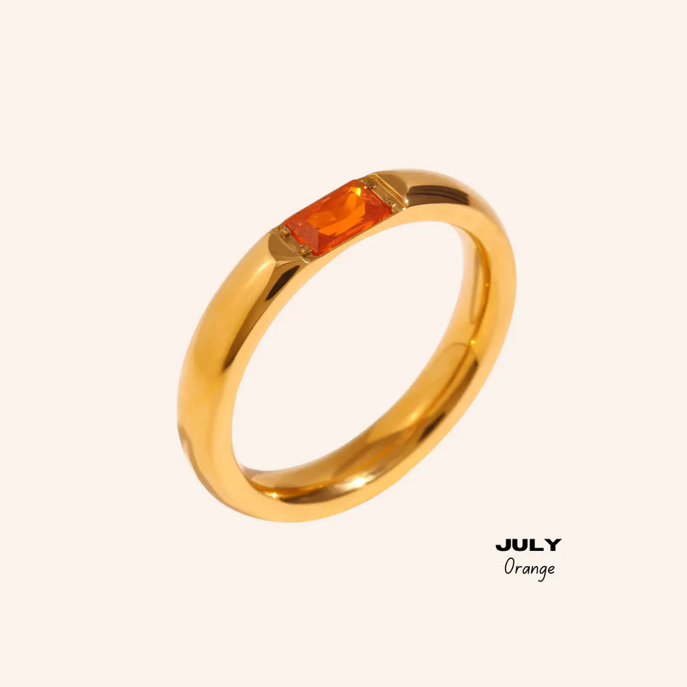 We Are Emte- Birthstone Ring July in Orange