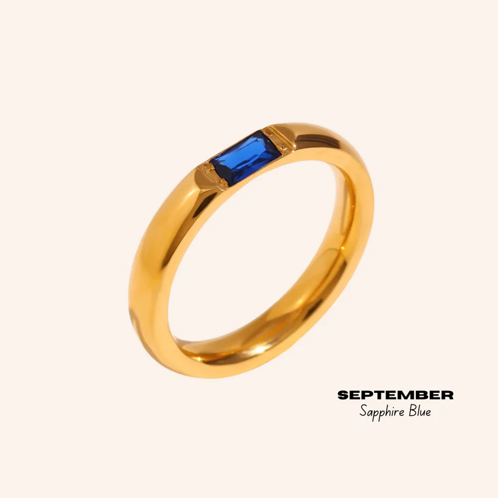 We Are Emte- Birthstone Ring September in Sapphire Blue