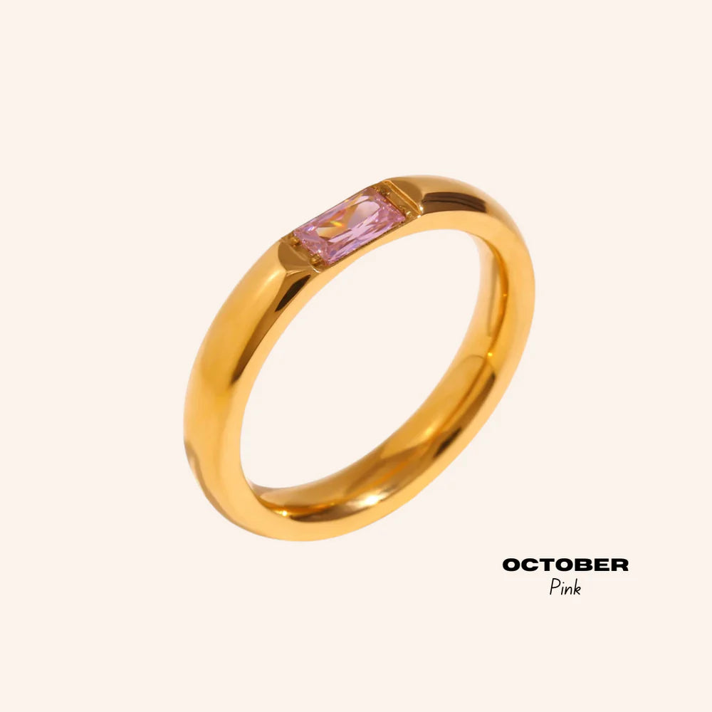 We Are Emte- Birthstone Ring October in Pink