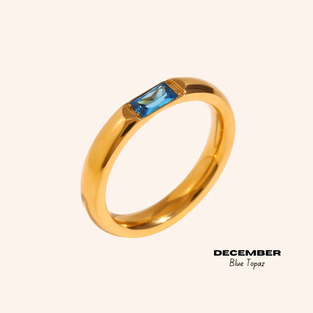 We Are Emte- Birthstone Ring December in Blue Topaz