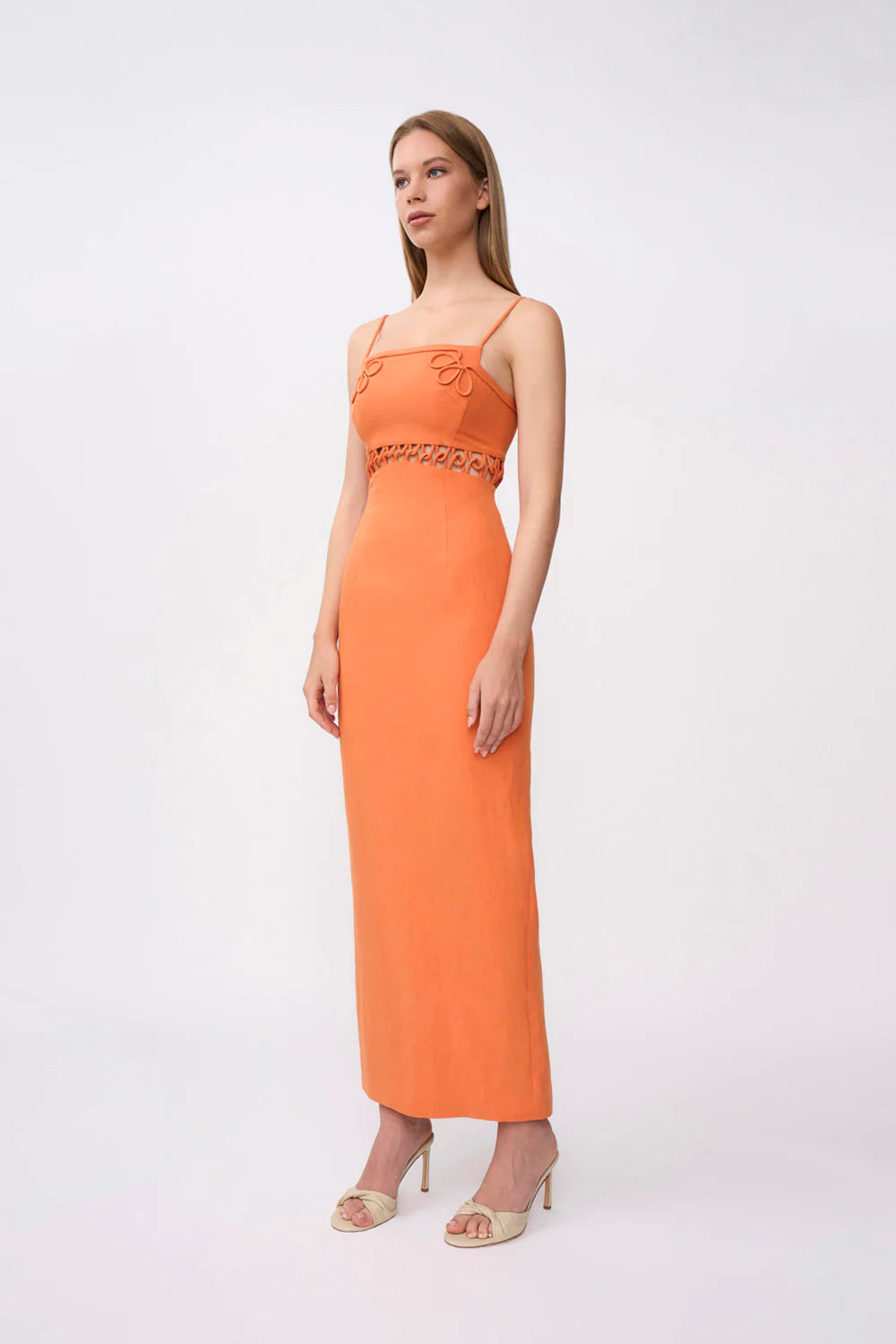 By Johnny - Fiamma Linen Loop Dress in Orange