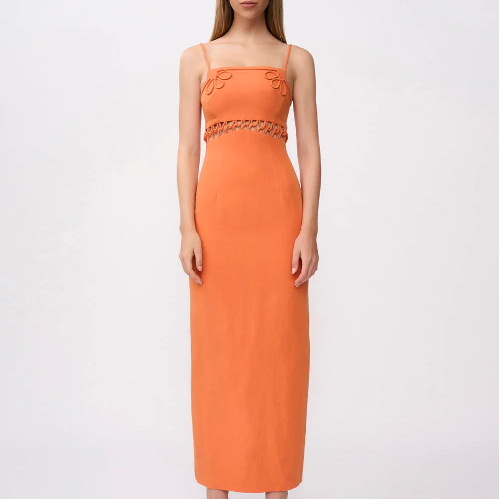 By Johnny - Fiamma Linen Loop Dress in Orange