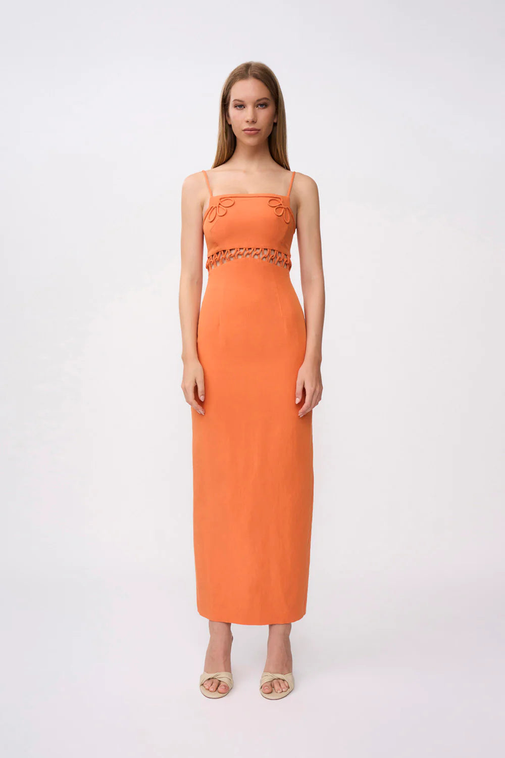 By Johnny - Fiamma Linen Loop Dress in Orange