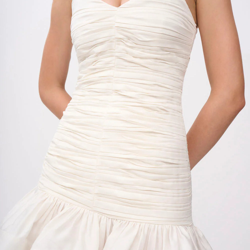 By Johnny - Lucia Gather Mini Dress in Ivory