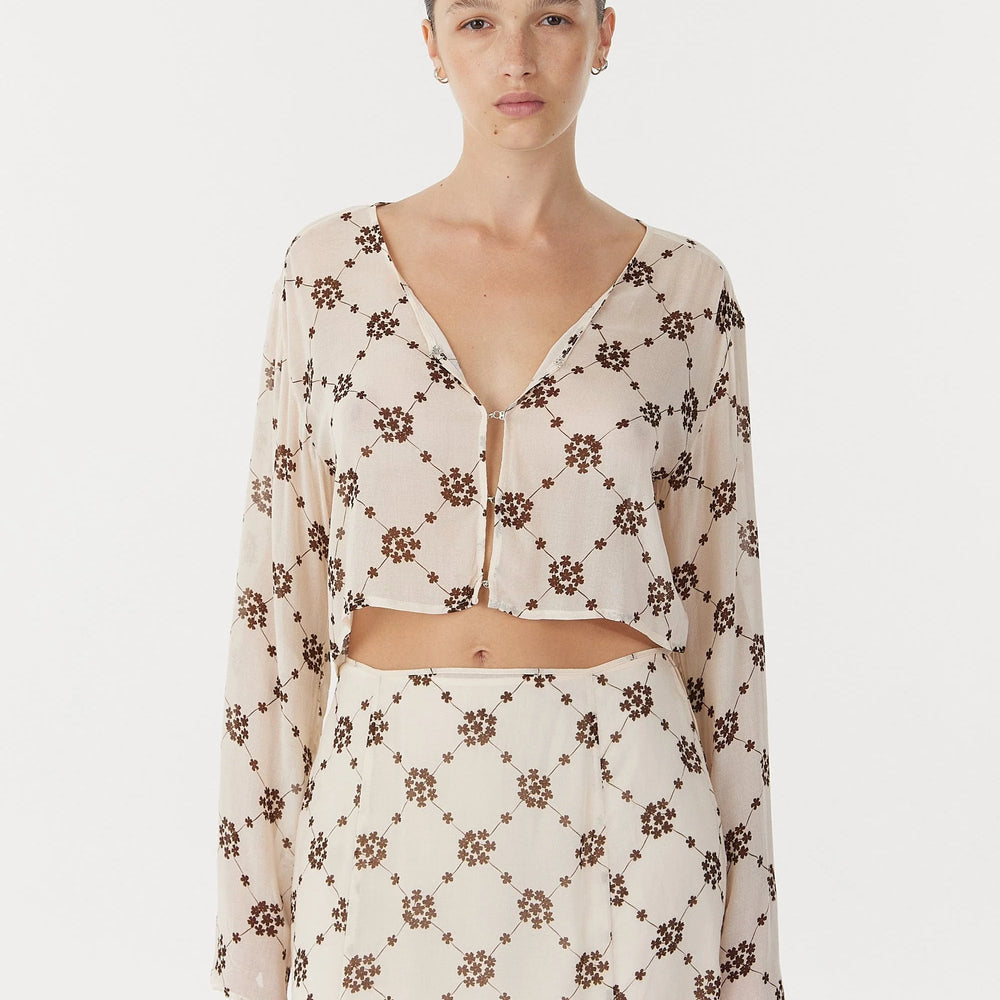 Third Form - Sheer Motion Blouse in Linear Bloom