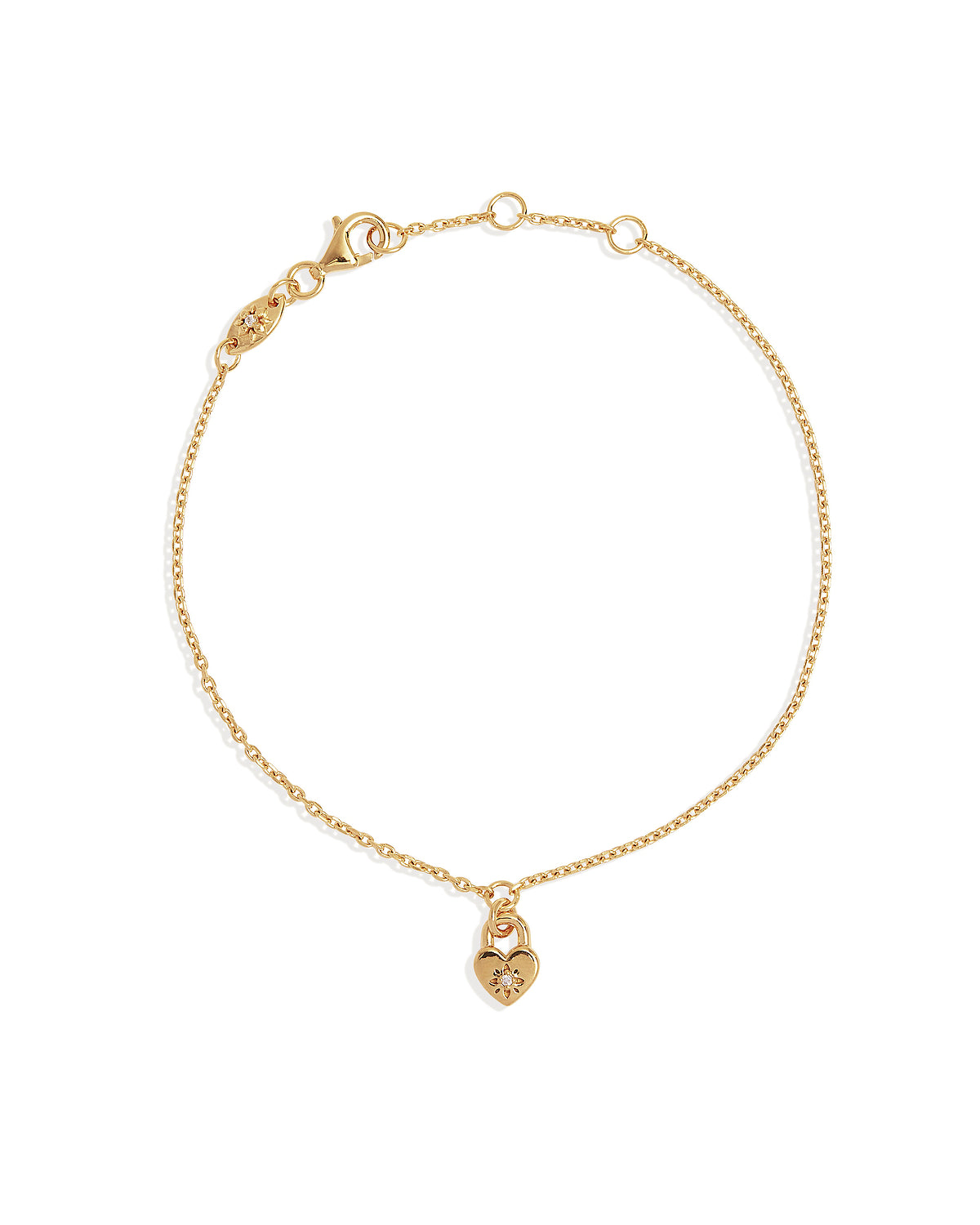 By Charlotte - Crystal Lotus Heart Padlock Bracelet in Gold