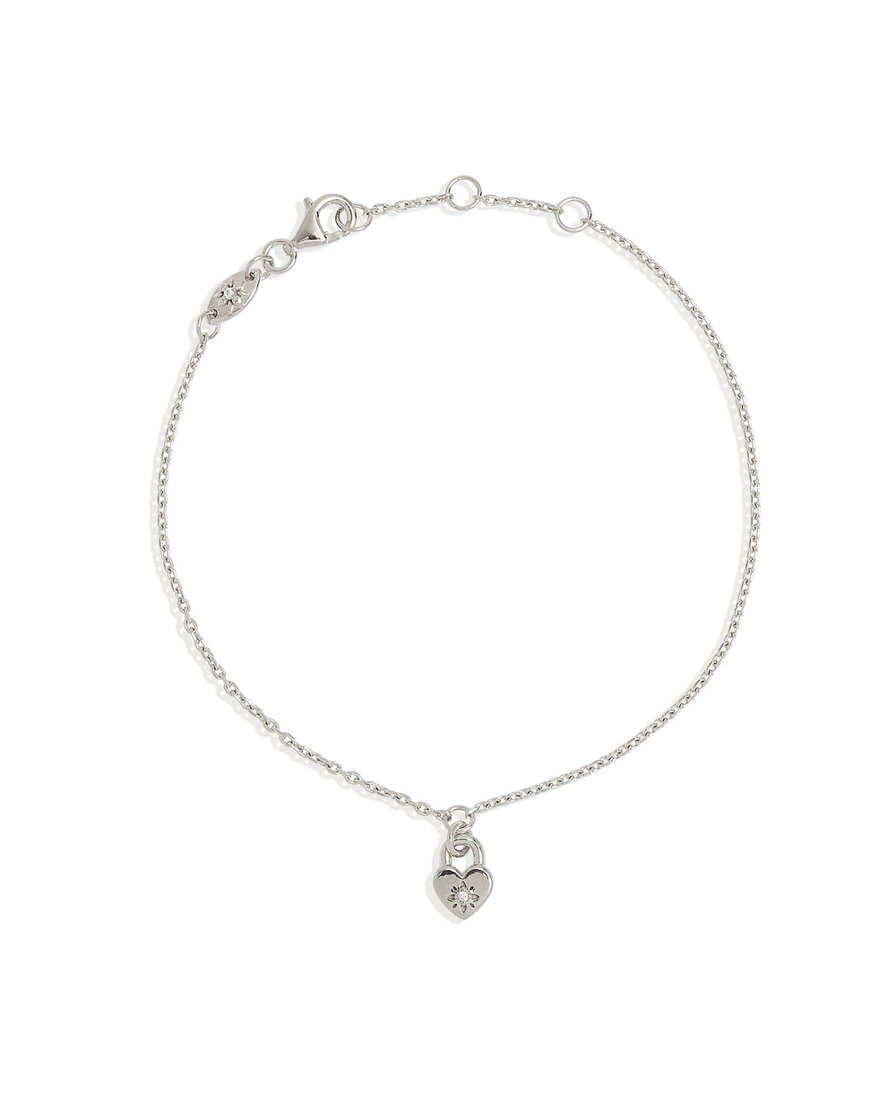 By Charlotte - Crystal Lotus Heart Padlock Bracelet in Silver