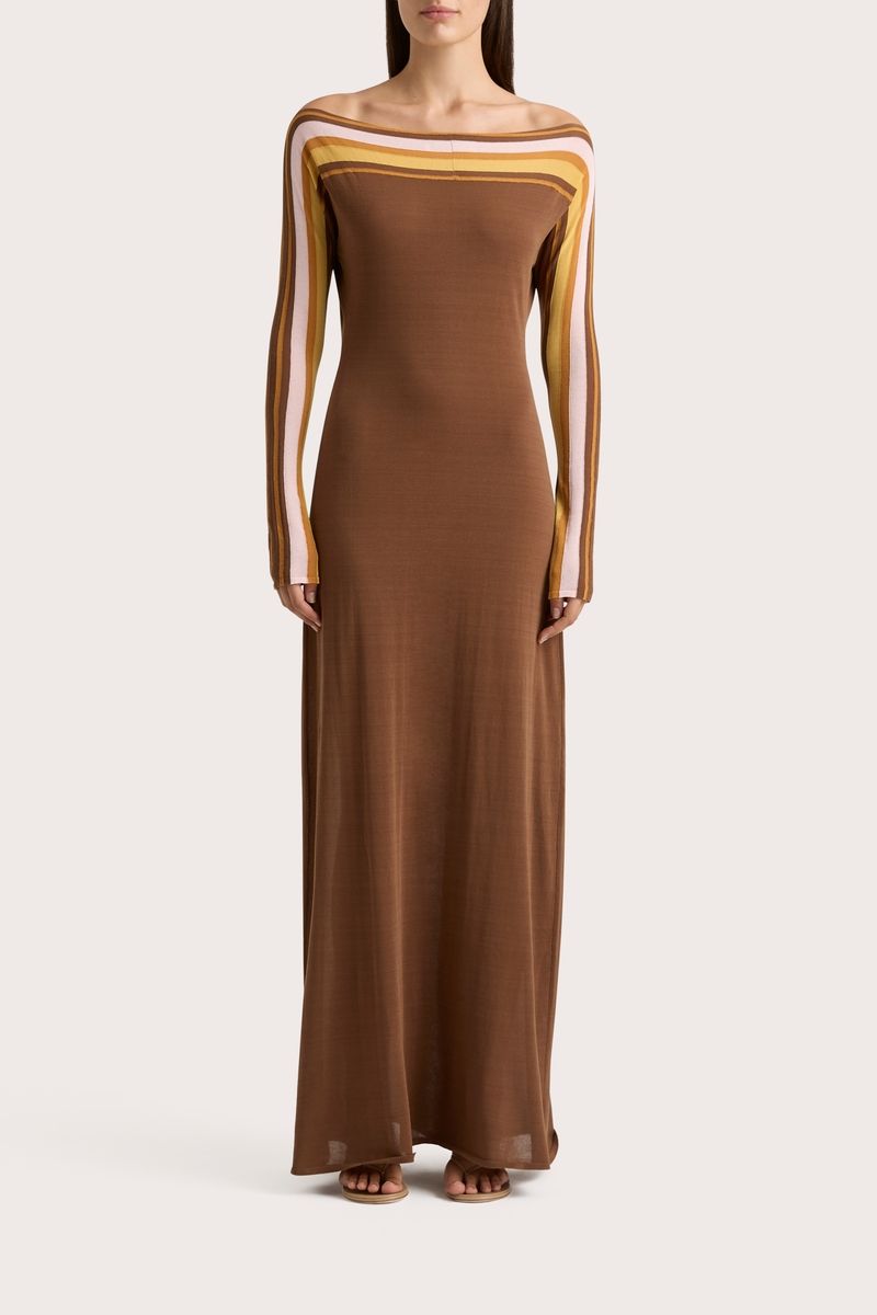 Faithfull The Brand - Citara Long Sleeve Maxi Dress in Cocoa