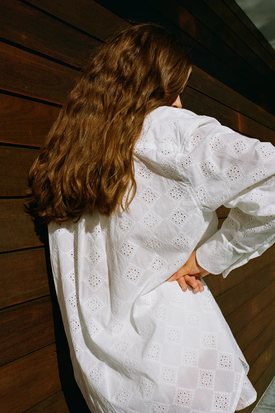 Ownley - Chloe Oversized Shirt in White Broderie