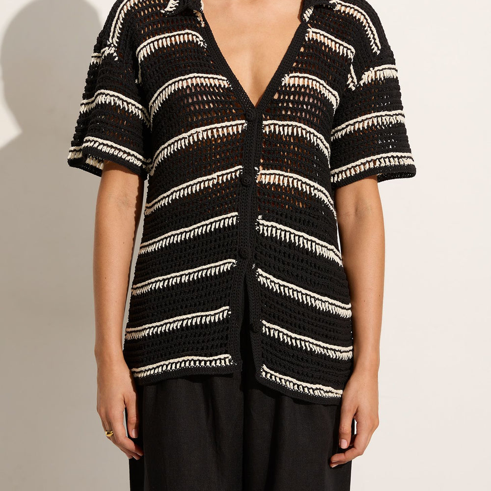 Faithfull The Brand - Gioia Handmade Crochet Shirt in Black/ Off White