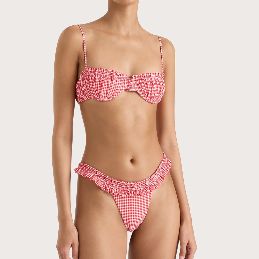 
                      
                        Faithfull The Brand - Esterel Bikini Bottom in Gingham Red
                      
                    