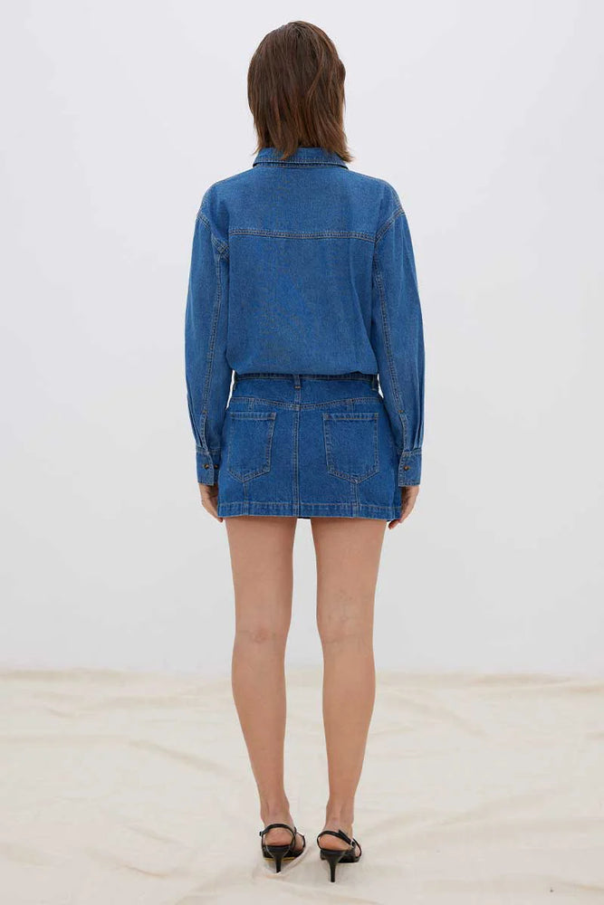 
                      
                        Sovere - Overturn Denim Mini Dress
                      
                    