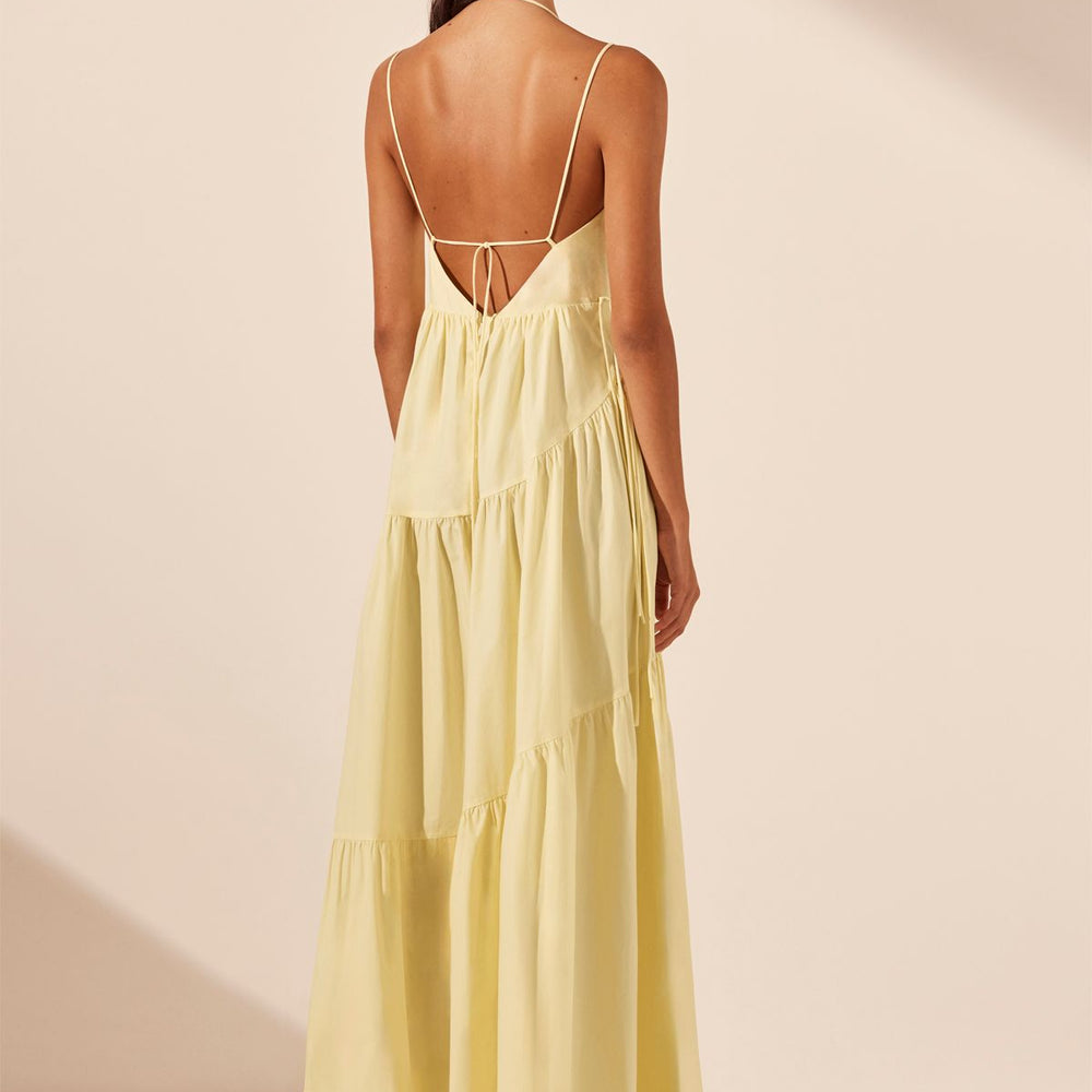 Shona Joy - Maiori Tiered Maxi Dress in Lemon