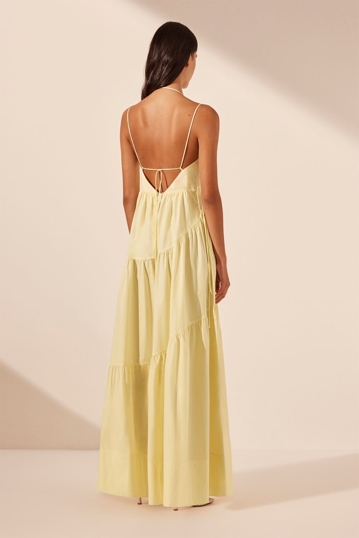 Shona Joy - Maiori Tiered Maxi Dress in Lemon