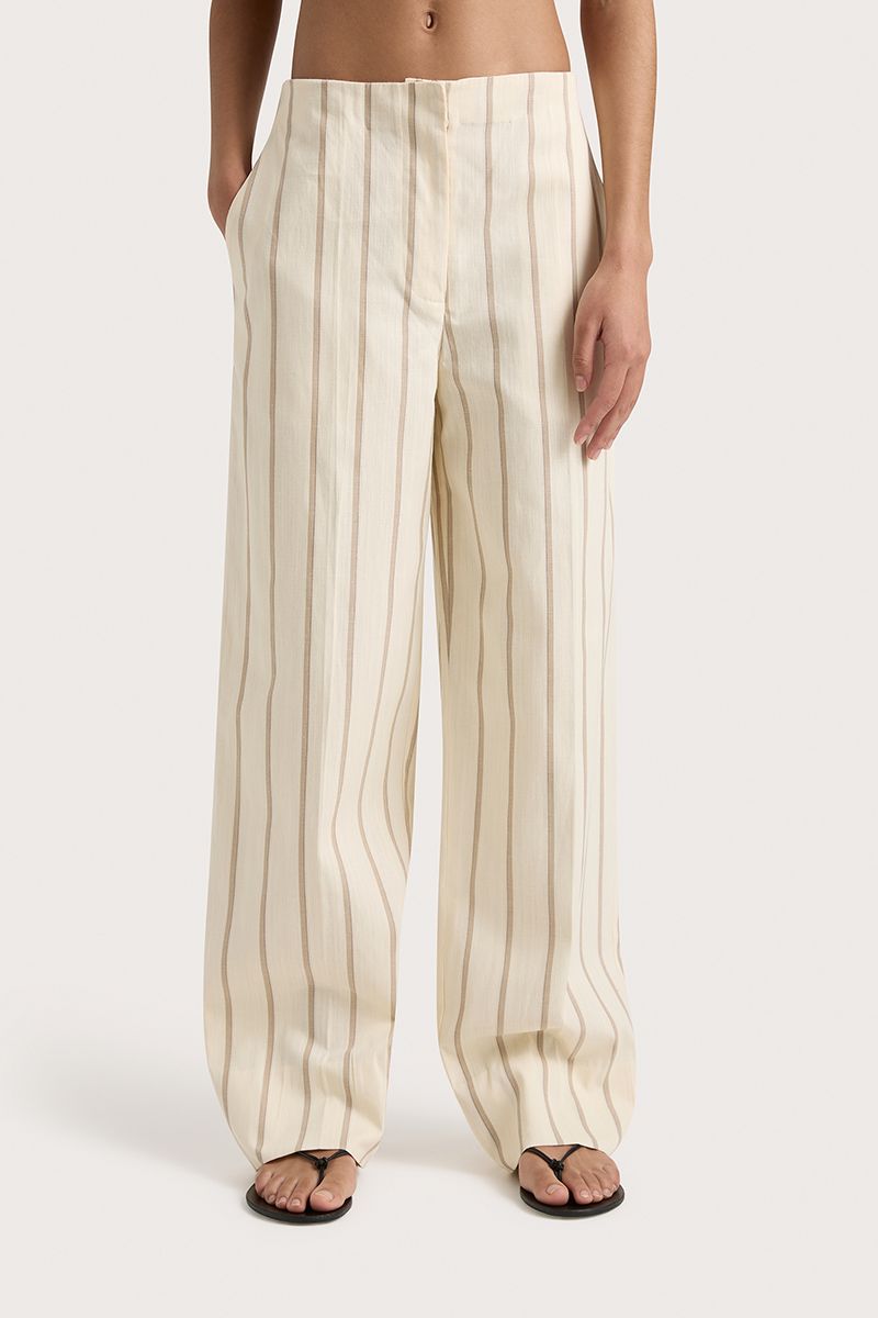 Faithfull The Brand - Maeve Stripe Trouser in Shadow Stripe Butter