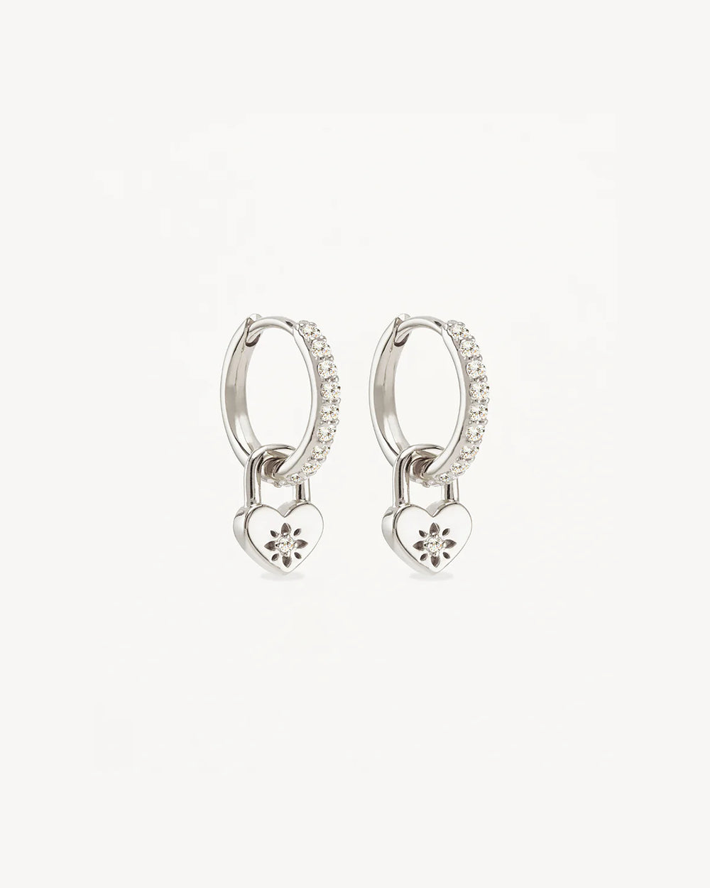 By Charlotte - Love Unlocked Padlock Hoops in Silver