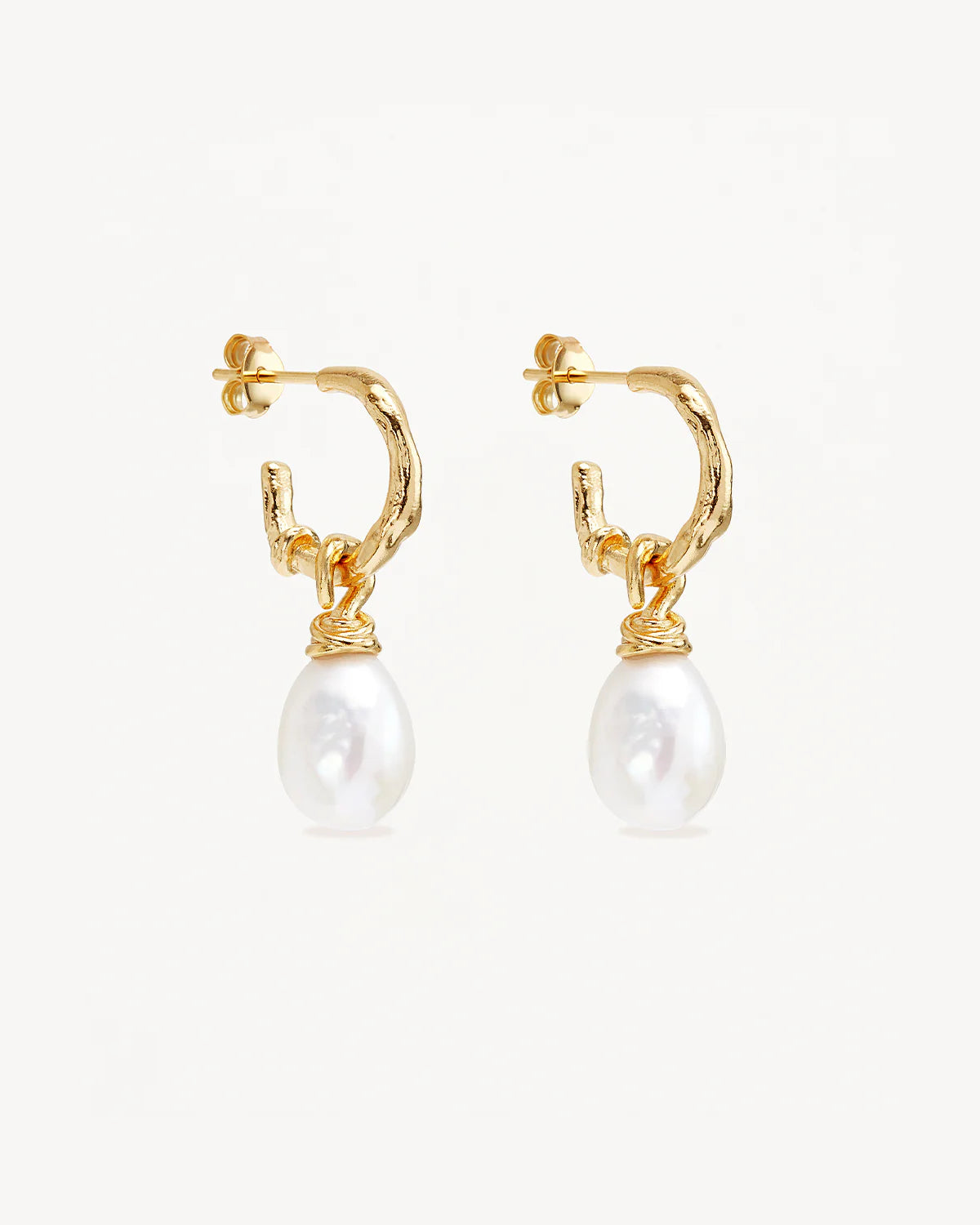 By Charlotte - Whispers of Tranquility Pearl Hoops in Gold