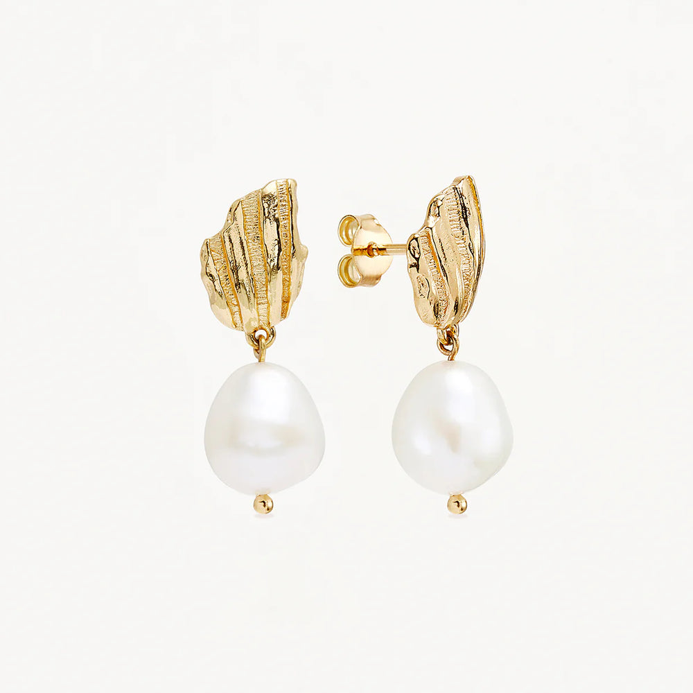 By Charlotte - Moonlit Tides Pearl Drop Earrings in Gold