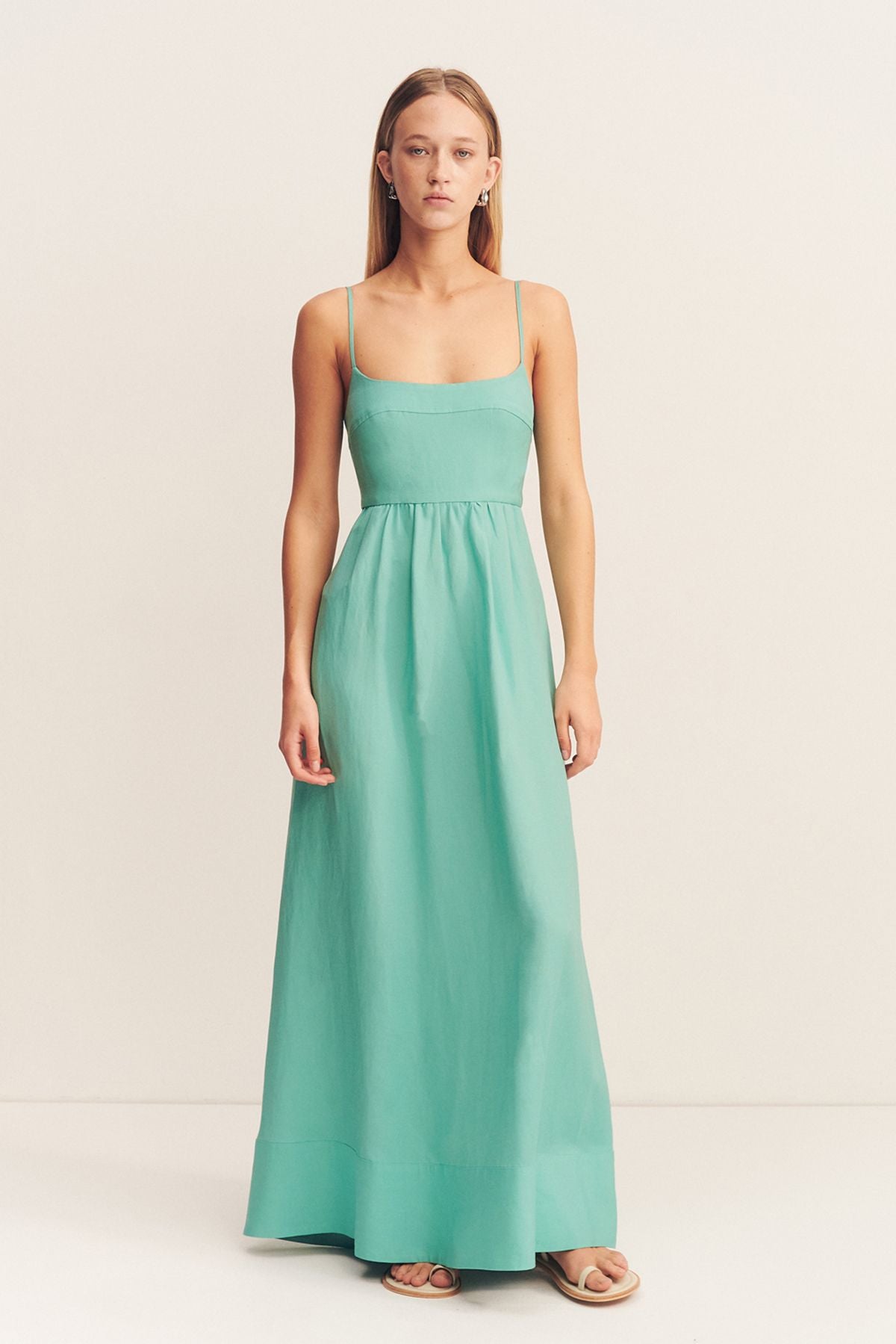 Shona Joy - Alec Low Open Back Maxi Dress in Pool Blue